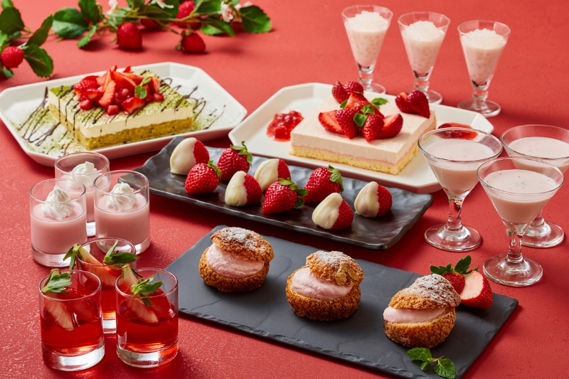 いちごスイーツ</br>（いちごホワイトチョコ、杏仁シュークリーム、タピオカミルク、ゼリー、ティラミス、プリン、杏仁）