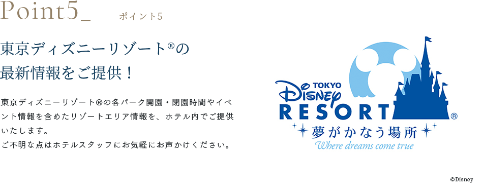 ポイント5 東京ディズニーランドの最新情報をご提供